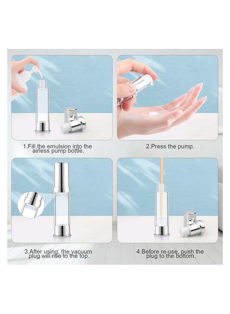 SOLARAE زجاجة مضخة بلاستيكية خالية من الهواء، حاويات لوشن قابلة لإعادة التعبئة، 8 عبوات 10 مل/0.34 أونصة زجاجة رذاذ صغيرة، موزع فراغ مضخة فارغ، للسفر، أساس جل، مستحضرات تجميل عينة - Image 5