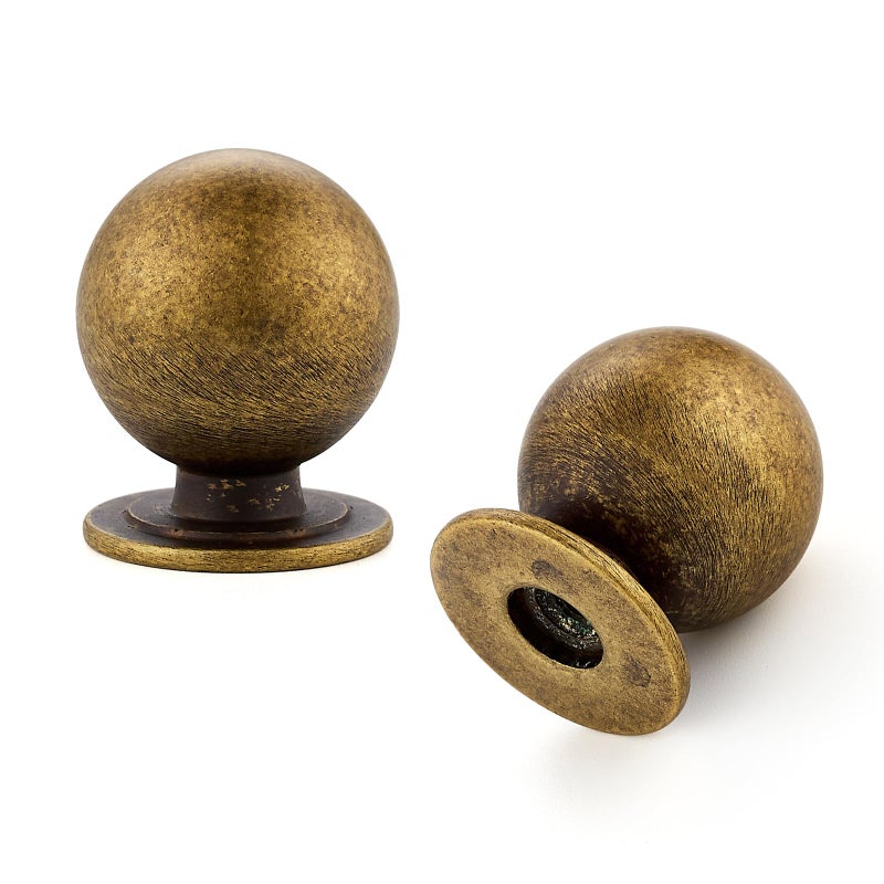 Ravinte Decor 12 Pack Antique Brass Cabinet Knobs, Round Dresser Knobs, Ball Kitchen Cabinet Hardware, 0.95" Diameter - Image 1