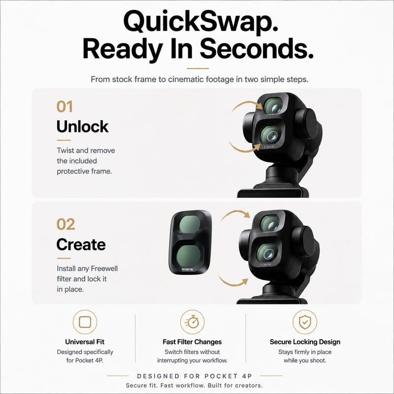 فري ويل Freewell 4 Pack Standard Day ND Filter Kit for Pocket 4P/Xtra Muse 2 Pro - Image 3