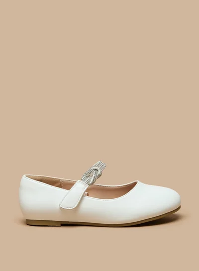 JUNIORS Girls Embellished Slip-On Round Toe Ballerina Shoes