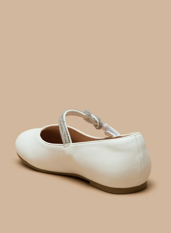 JUNIORS Girls Embellished Slip-On Round Toe Ballerina Shoes