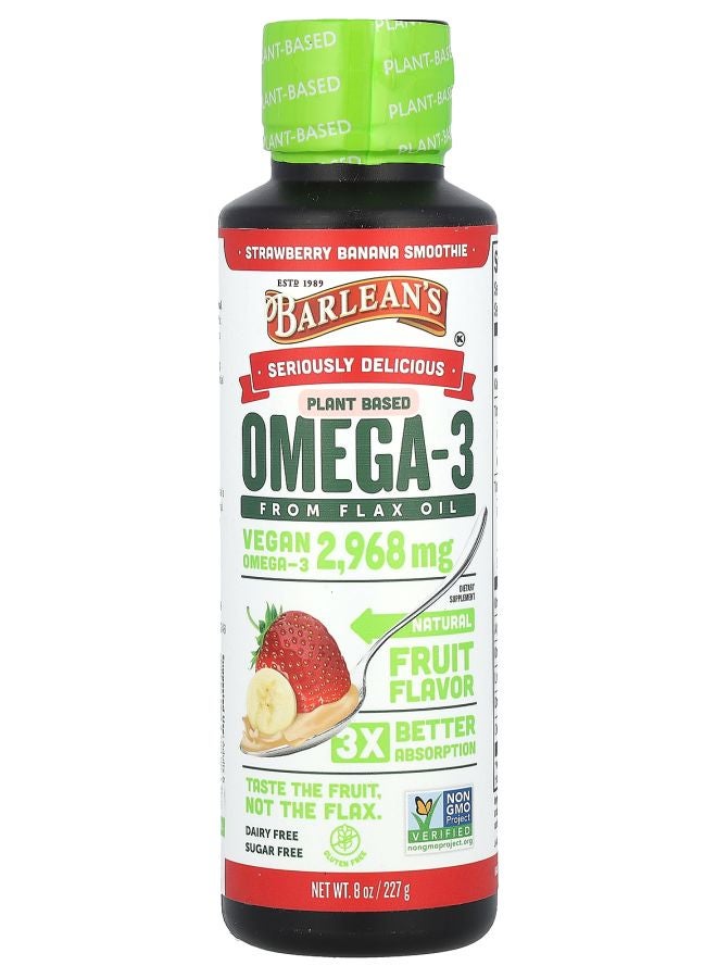 BARLEAN'S Plant Based Omega-3 from Flax Oil Strawberry Banana Smoothie 8 oz (227 g)