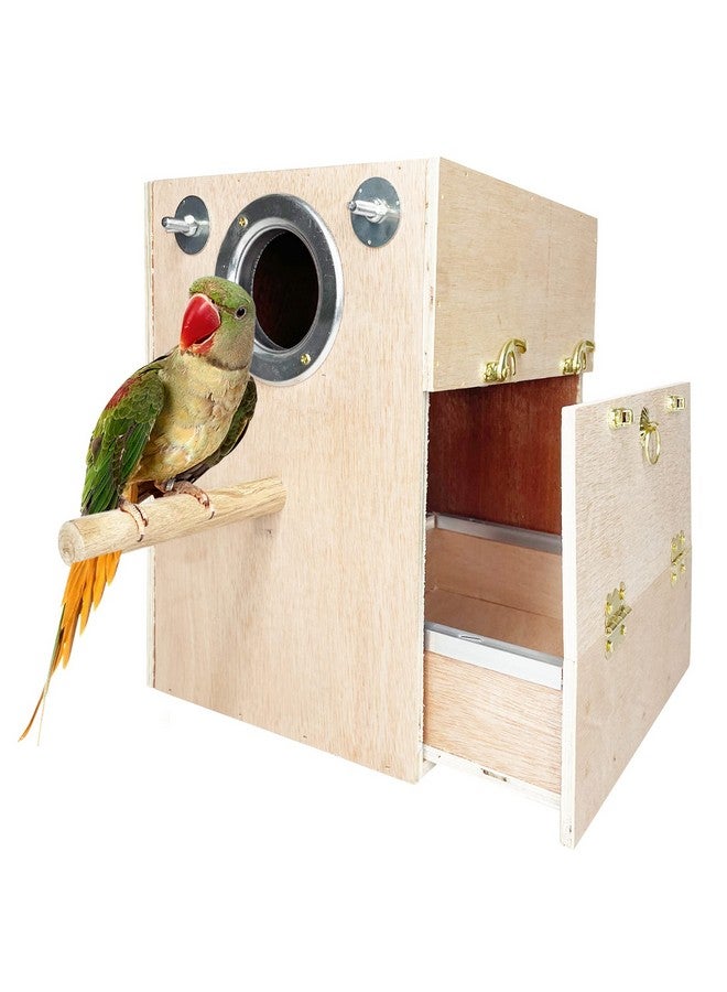 kathson Parakeet Nesting Box Wooden Bird Breeding Nest Parrots Mating House Wood Bird Aviary Budgie Cage Accessories for Cockatiel Finch Lovebirds Conure - Image 1