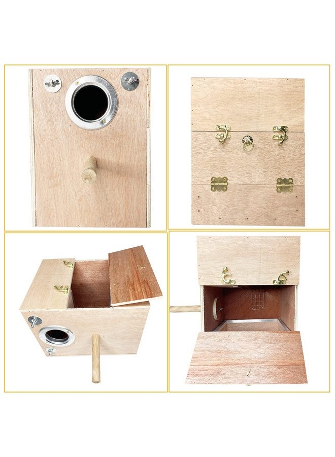 kathson Parakeet Nesting Box Wooden Bird Breeding Nest Parrots Mating House Wood Bird Aviary Budgie Cage Accessories for Cockatiel Finch Lovebirds Conure - Image 4