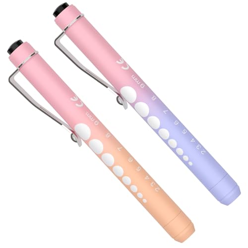RISEMART 2 Pack Pen Lights for Nurses, Reusable Medical Light with Pupil Gauge and Ruler, White Light LED Penlight for Student Doctors - Image 1