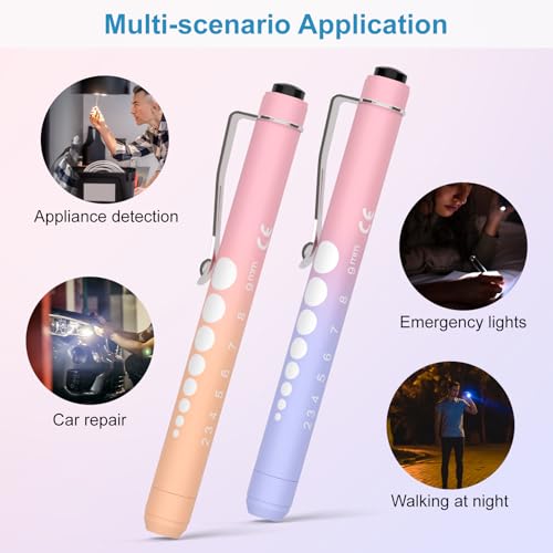 RISEMART 2 Pack Pen Lights for Nurses, Reusable Medical Light with Pupil Gauge and Ruler, White Light LED Penlight for Student Doctors - Image 5