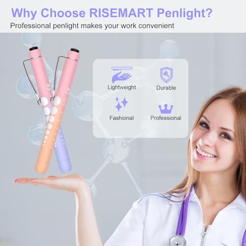RISEMART 2 Pack Pen Lights for Nurses, Reusable Medical Light with Pupil Gauge and Ruler, White Light LED Penlight for Student Doctors - Image 3