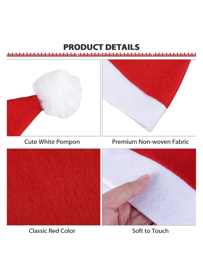 50-Piece Christmas Hats|Non-Woven Santa Hats|Soft Material For Adults|Christmas Caps|X-mas Hats|Christmas Party Decor|Cosplay Party|Christmas|Traditional Red and White Christmas Santa Claus Caps - Image 3