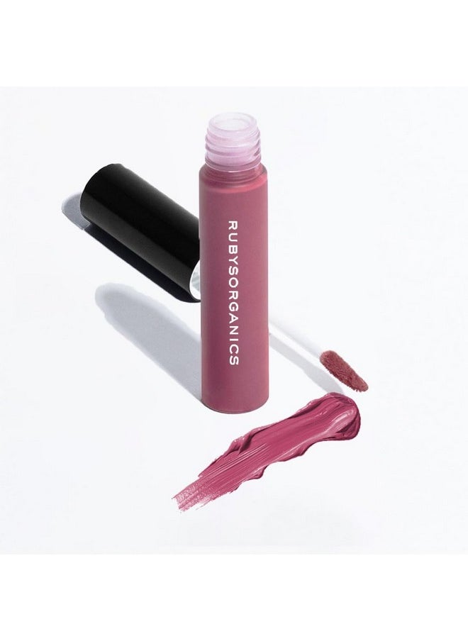 Ruby's Organics Ruby's Organics Liquid Lipstick, Smooth Cream Texture- Weightless, Highly Pigmented, Soft Velvet Finish, Long Lasting Rich Color, Non-Drying, All Skin Types, Wallflower, 6.5ml  - Image 1