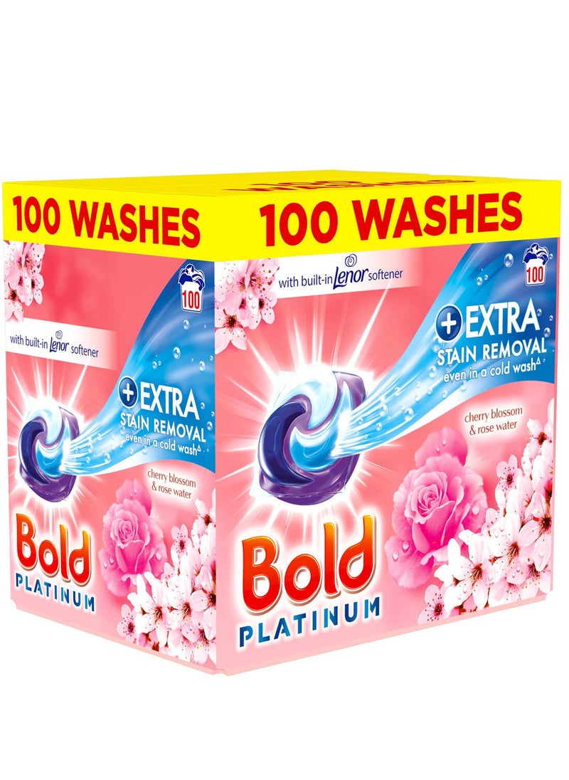 Bold 100-Pods Platinum Sensitive Detergent Washing Pods/Tablets With  Extra-Stain Removal In Cherry Blossom and Rose Water Scent  - Image 1