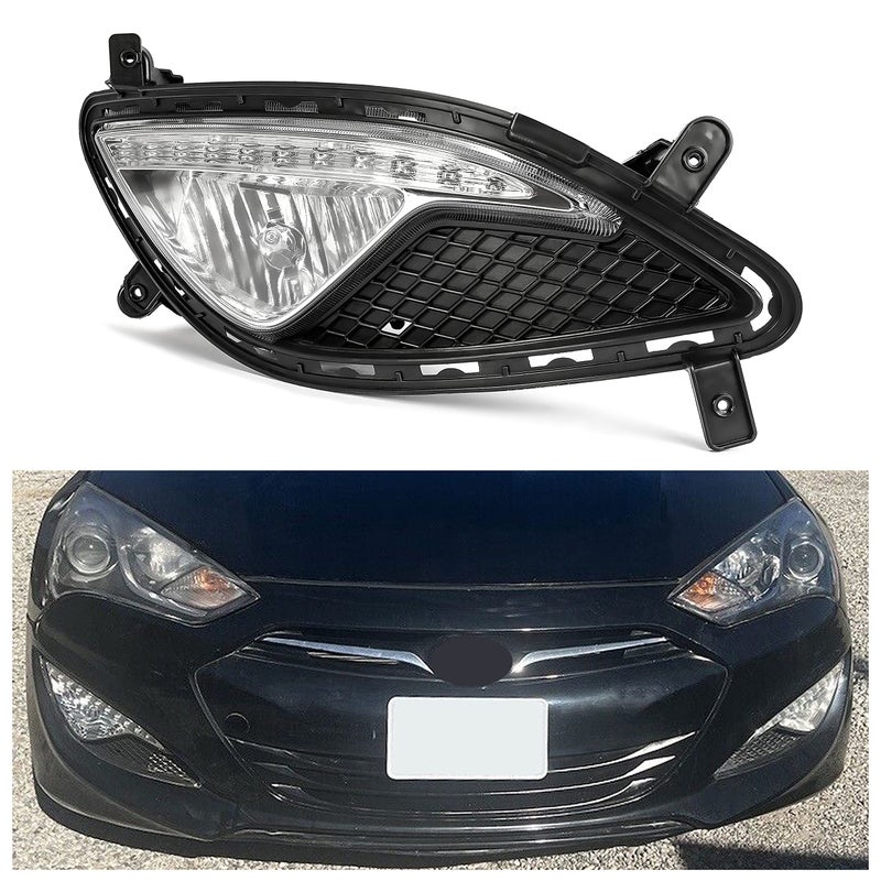 HECASA Right Fog Light Assembly Compatible with 20132017 Hyundai Genesis Coupe Replacement for 922022M500 865522M300 wFog Lamp Cover Connector Passenger Side