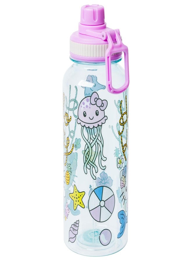 Silver Buffalo Sanrio Hello Kitty Mermaid Twist Spout Plastic Bottle with Sticker Set, 32 Ounces - Image 3