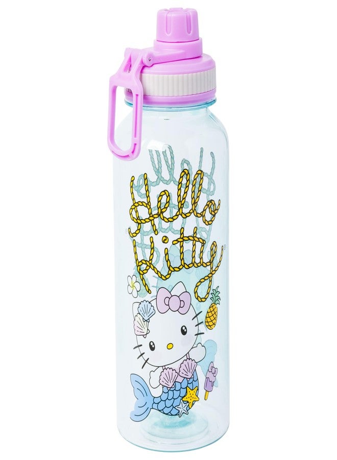 Silver Buffalo Sanrio Hello Kitty Mermaid Twist Spout Plastic Bottle with Sticker Set, 32 Ounces - Image 1