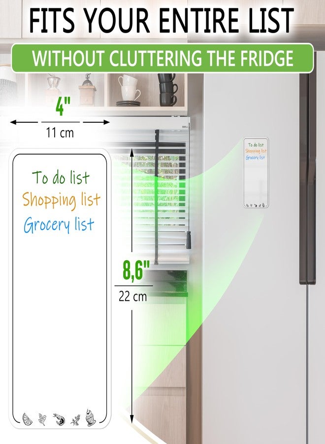 JUZARI Dry Erase Grocery List for Fridge - 4.5 x 8.5 in White Dry Erase Shopping List for Fridge - Magnetic Grocery List Whiteboard Fridge Notepad - Erasable Grocery List Magnet Board for Refrigerator - Image 4