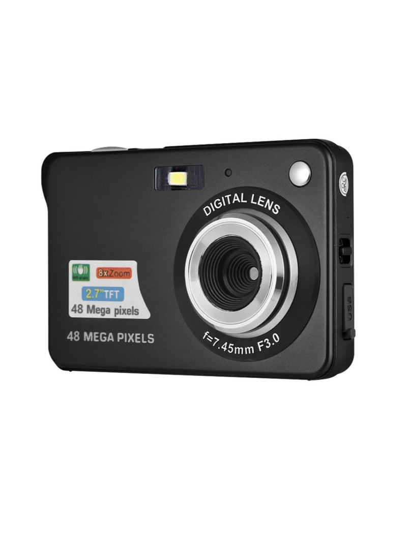 Generic كاميرا رقمية محمولة فيديو بدقة 1080P 48MP مضادة للاهتزاز 8X زووم شاشة LCD بحجم 2.7 إنش كشف الوجه التقاط الابتسامة بطارية ليثيوم مدمجة  - Image 3