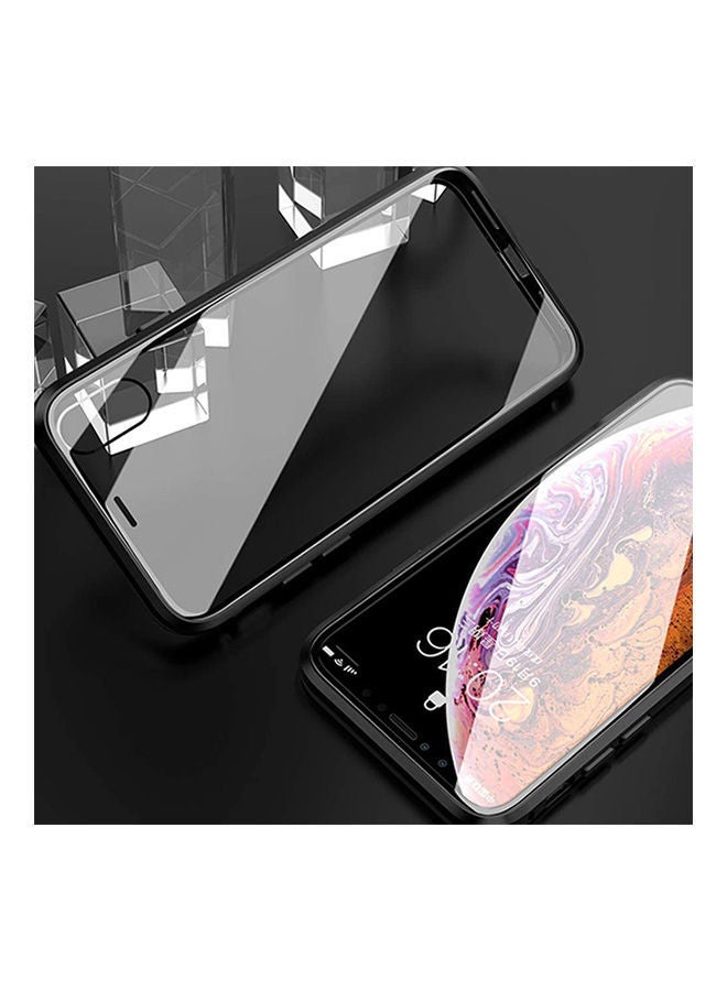 NIBEMINENT Huawei P20 Pro Magnetic Metal Adsorption Strong Magnet Built-In Frame Cover Case With Front & Back Tempered Glass 360° Full Body (Black) Black  - Image 2