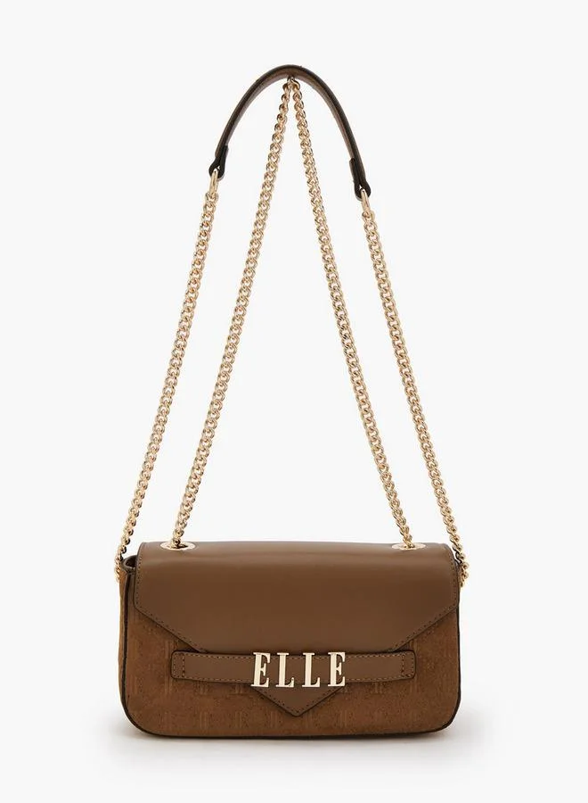 Elle Monogram Embossed Crossbody Bag With Chain Strap
