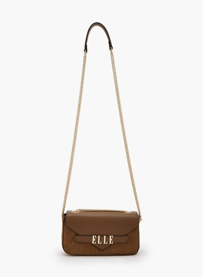Elle Monogram Embossed Crossbody Bag With Chain Strap