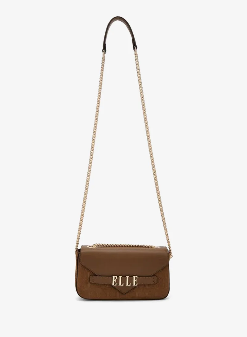Elle Monogram Embossed Crossbody Bag With Chain Strap