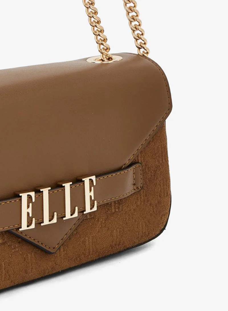 Elle TAN Monogram Embossed Crossbody Bag With Chain Strap for Women | Best Price UAE
