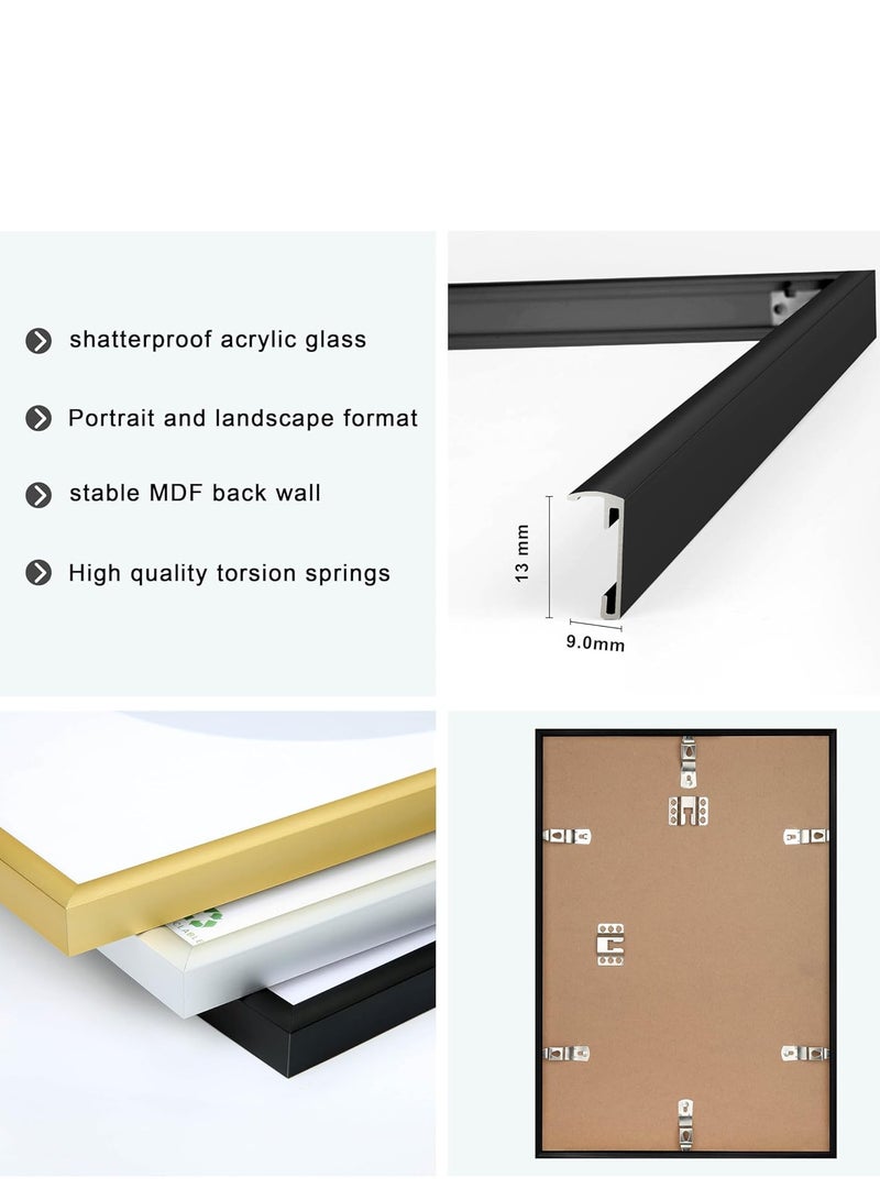 A5 photo frame, 2-pack 21x15cm black Aluminium picture frame, certificate frame for wall mounting or table display, set of 2  - Image 2
