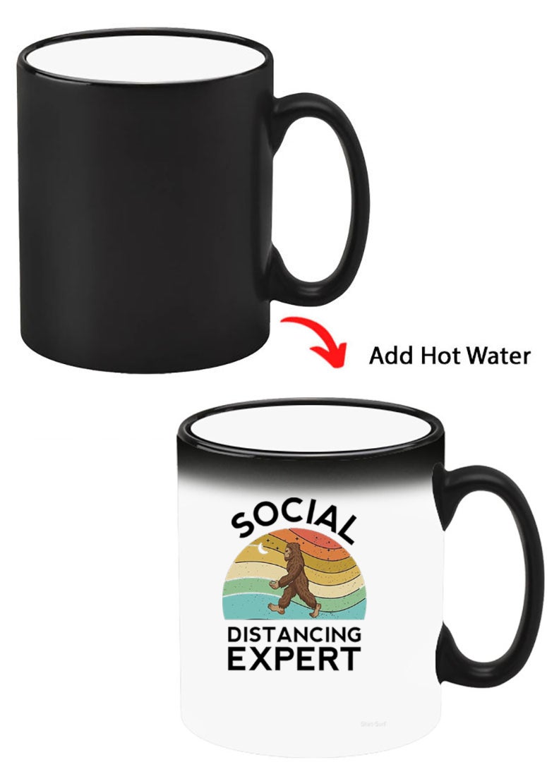 Theodor Color Changing Heat Sensitive Ceramic Mug, Image Revealed When HOT Liquid is Added! Social Distancing expert black - Image 1
