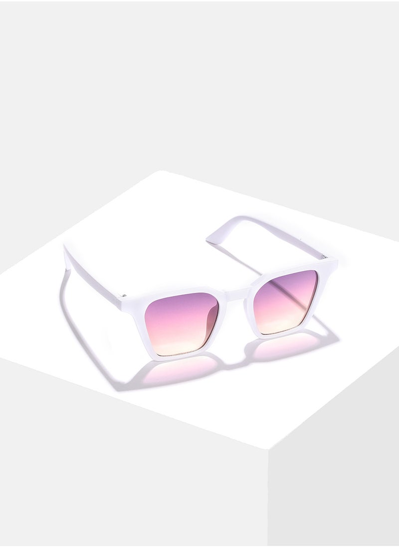 Haute Sauce Purple Lens White Wayfarer Sunglasses  - Image 3
