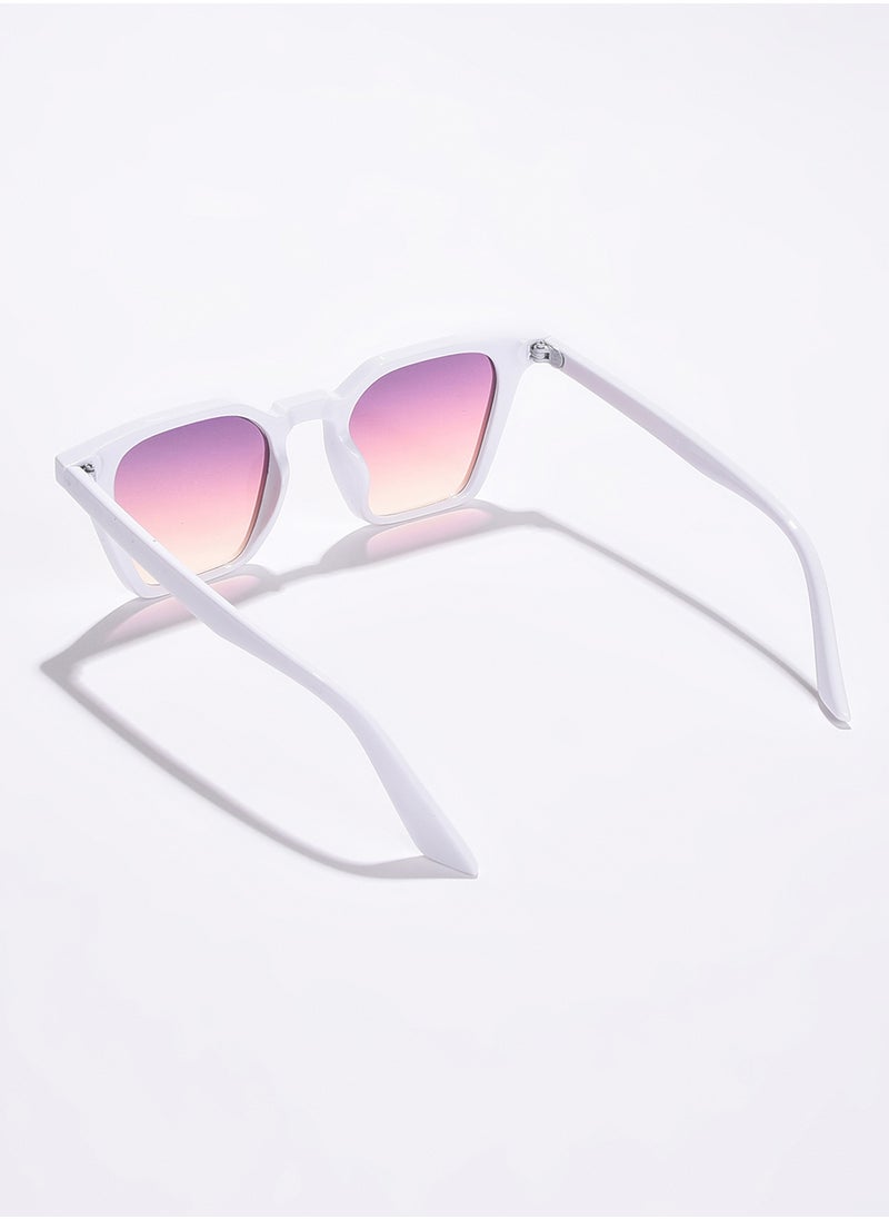 Haute Sauce Purple Lens White Wayfarer Sunglasses  - Image 4