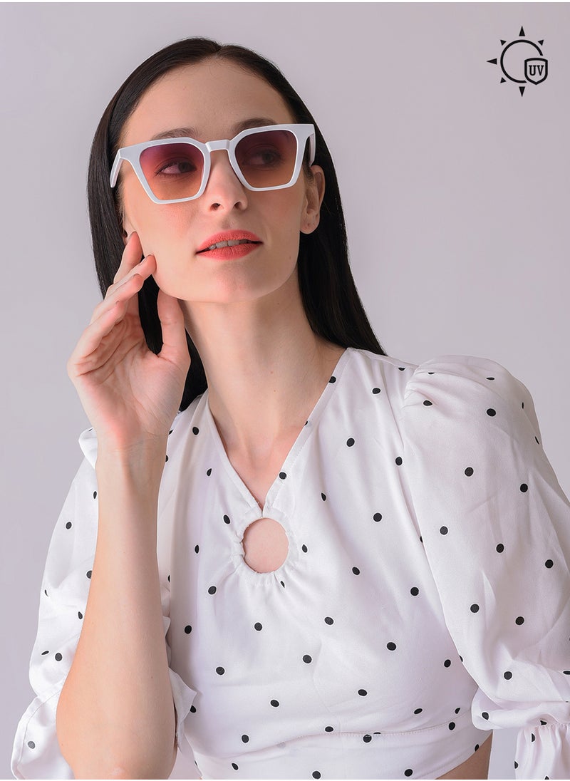 Haute Sauce Purple Lens White Wayfarer Sunglasses  - Image 2