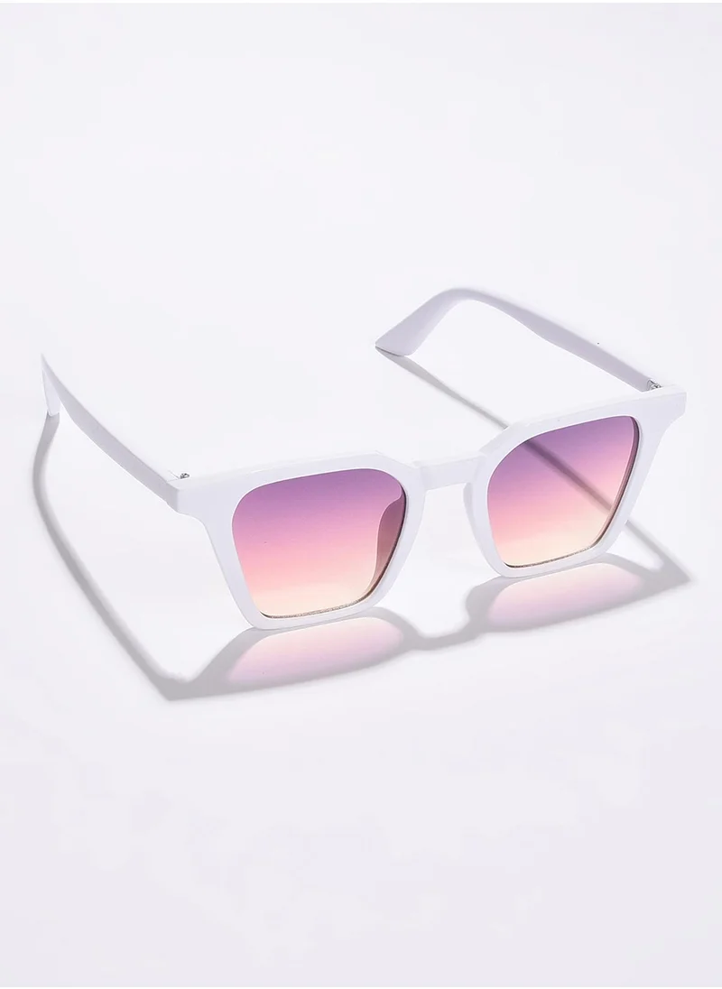 Haute Sauce Purple Lens White Wayfarer Sunglasses