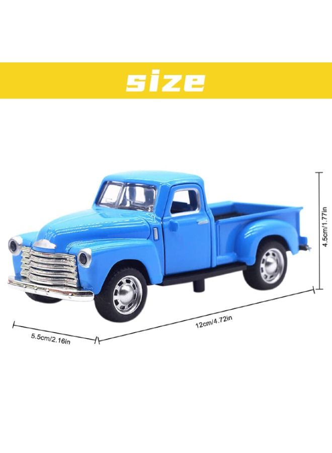 Vintage Truck Toy 1:32 Alloy Car Model, Metal Classic Cars Model, Pickup Truck Alloy Vintage Collectible Toy Car, Metal Vehicle with Movable Wheels Handcrafted Car Children Gift Collectible, Blue - Image 4