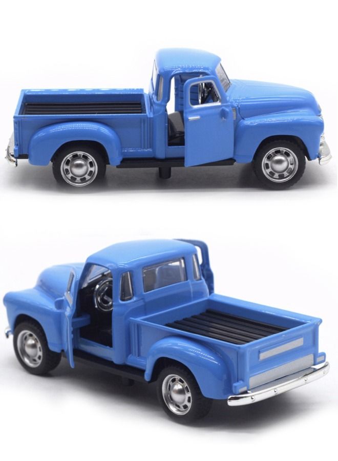 Vintage Truck Toy 1:32 Alloy Car Model, Metal Classic Cars Model, Pickup Truck Alloy Vintage Collectible Toy Car, Metal Vehicle with Movable Wheels Handcrafted Car Children Gift Collectible, Blue - Image 3
