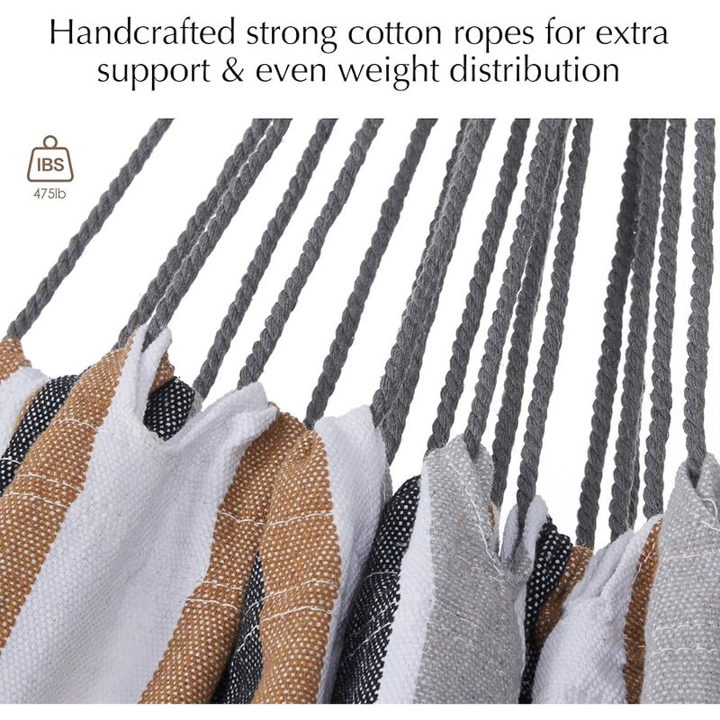 PNAEUT Double Hammocks for Outside, Replacement Outdoor Tree Hammock for Indoor Patio Porch Garden (Coffee, Medium) - Image 4