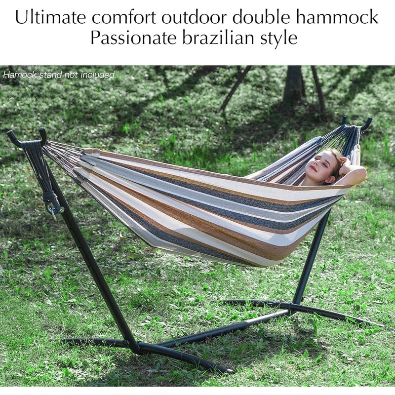 PNAEUT Double Hammocks for Outside, Replacement Outdoor Tree Hammock for Indoor Patio Porch Garden (Coffee, Medium) - Image 2