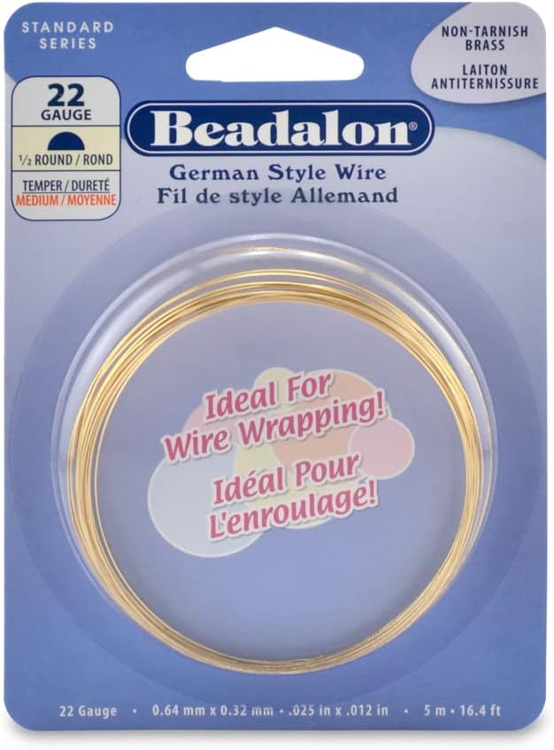 Beadalon German Style Wire Half Round Gold 22 Gauge025 in5 m164 ft - Image 1