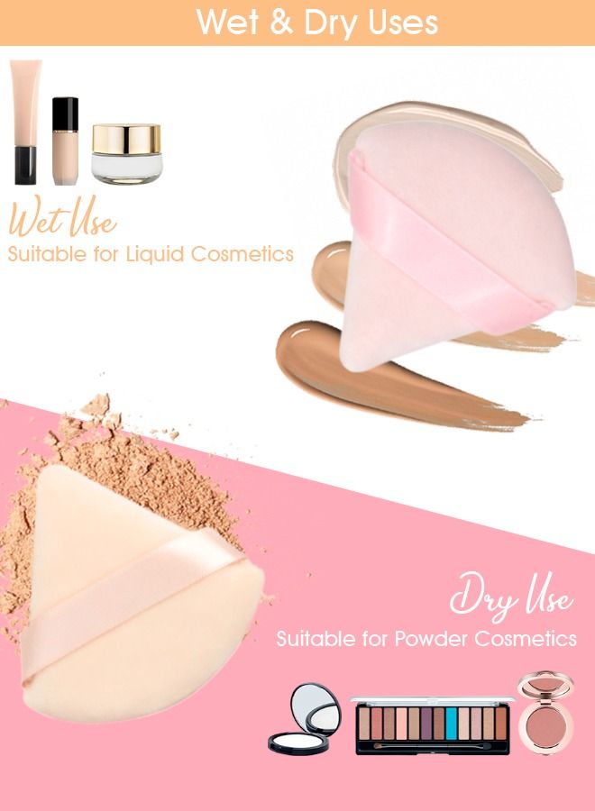 Kanza 6 Pcs Triangle Powder Puff Set Pure Cotton Makeup Sponge Set Velour Powder Puff Soft Powder Puff for Face and Body Powder Cosmetic Foundation Sponge for Undereye Setting Face Makeup Puff - Image 5