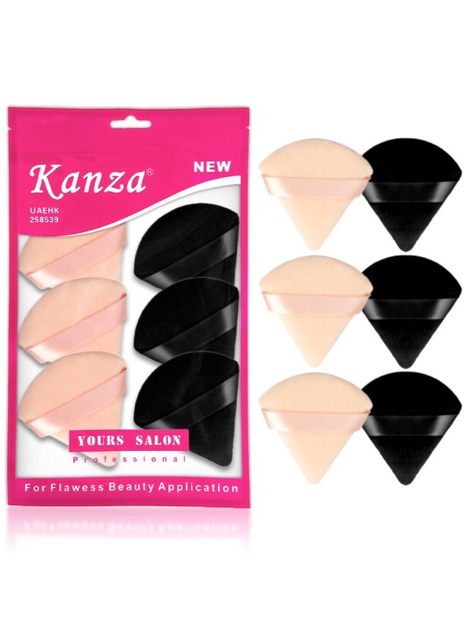 Kanza 6 Pcs Triangle Powder Puff Set Pure Cotton Makeup Sponge Set Velour Powder Puff Soft Powder Puff for Face and Body Powder Cosmetic Foundation Sponge for Undereye Setting Face Makeup Puff - Image 1