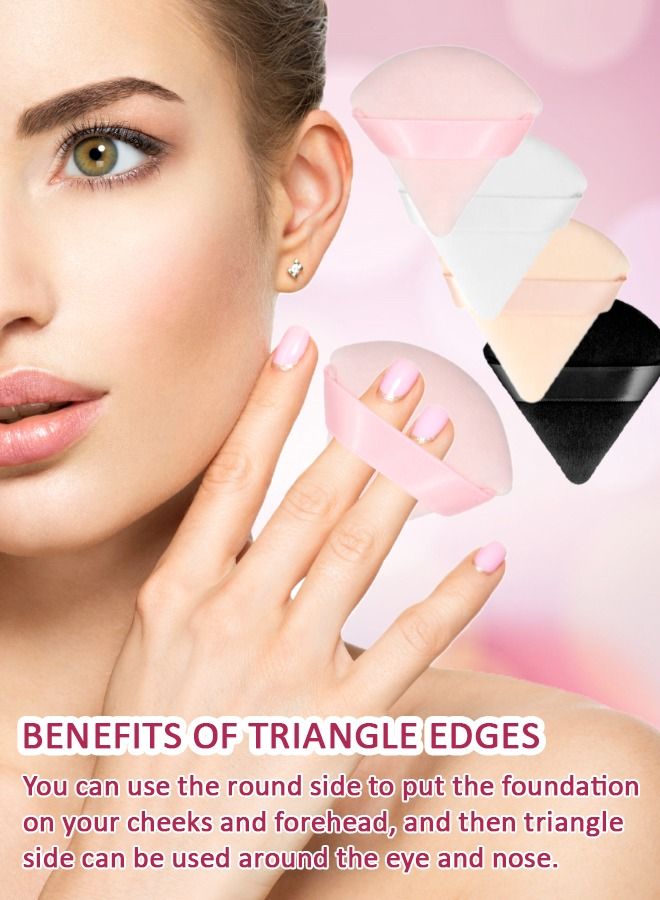 Kanza 6 Pcs Triangle Powder Puff Set Pure Cotton Makeup Sponge Set Velour Powder Puff Soft Powder Puff for Face and Body Powder Cosmetic Foundation Sponge for Undereye Setting Face Makeup Puff - Image 4