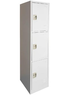 MOMENT 3 Tier Metal Locker For Home, [H183*D45*W40] Steel Storage Lockers For Employees, Lockable Locker Cabinet With 3 Door (Grey)  - Image 1