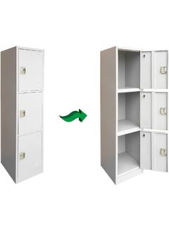 MOMENT 3 Tier Metal Locker For Home, [H183*D45*W40] Steel Storage Lockers For Employees, Lockable Locker Cabinet With 3 Door (Grey)  - Image 2