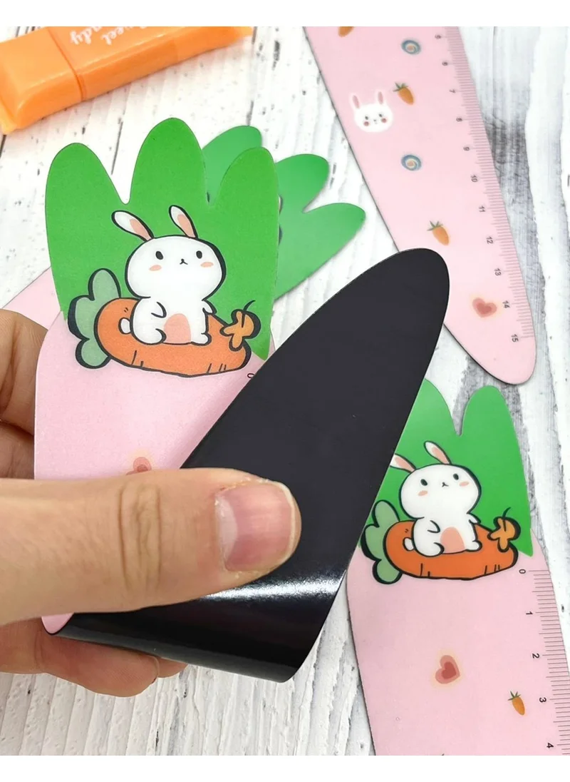 Kağıt Gemi Dükkan Magnetic Cute Rabbit Pink Ruler 3
