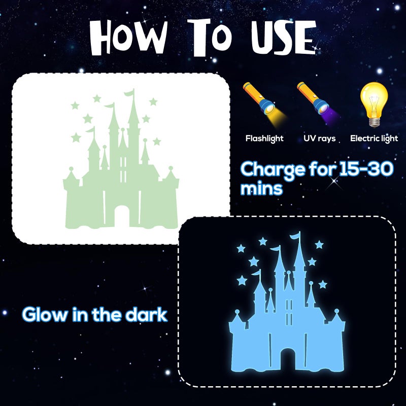 Wxiben Glow in The Dark Stars for Ceiling - 3 Pcs Wall Decals Peel and Stick Removable Fairy Ranibow Butterfly Wall Stickers Kids Girls Room Decor Bedroom Nursery Living Room Wall Decor - Image 2