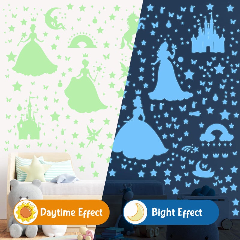Wxiben Glow in The Dark Stars for Ceiling - 3 Pcs Wall Decals Peel and Stick Removable Fairy Ranibow Butterfly Wall Stickers Kids Girls Room Decor Bedroom Nursery Living Room Wall Decor - Image 4