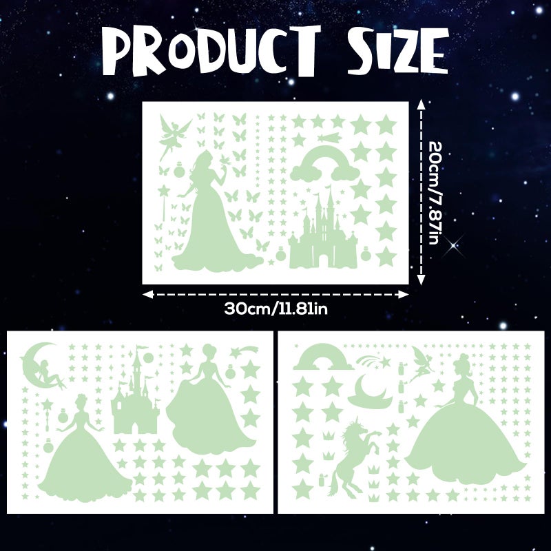 Wxiben Glow in The Dark Stars for Ceiling - 3 Pcs Wall Decals Peel and Stick Removable Fairy Ranibow Butterfly Wall Stickers Kids Girls Room Decor Bedroom Nursery Living Room Wall Decor - Image 3