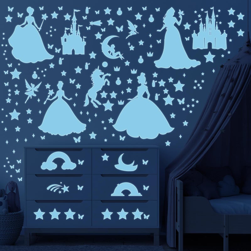 Wxiben Glow in The Dark Stars for Ceiling - 3 Pcs Wall Decals Peel and Stick Removable Fairy Ranibow Butterfly Wall Stickers Kids Girls Room Decor Bedroom Nursery Living Room Wall Decor - Image 5