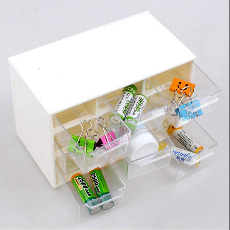 SAISAMARTH 9 Multi Drawers Storage Cabinet Organiser Desktop Organizer with 9 Lattice Mini Drawers Plastic Jewelry Box Makeup and Art Supplie Storage Organizer WHITE Rectangular - Image 4