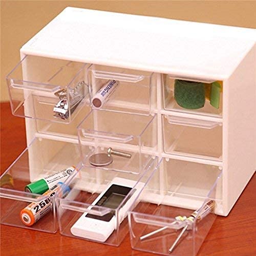 SAISAMARTH 9 Multi Drawers Storage Cabinet Organiser Desktop Organizer with 9 Lattice Mini Drawers Plastic Jewelry Box Makeup and Art Supplie Storage Organizer WHITE Rectangular - Image 1
