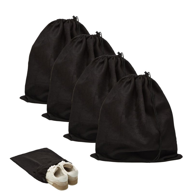 LAKE OF FIRE 4Piece Travel Shoe Bags for Packing 177 x 138 Dustproof Shoe Bags with Drawstring ClosureWashable ReusableBlack - Image 2
