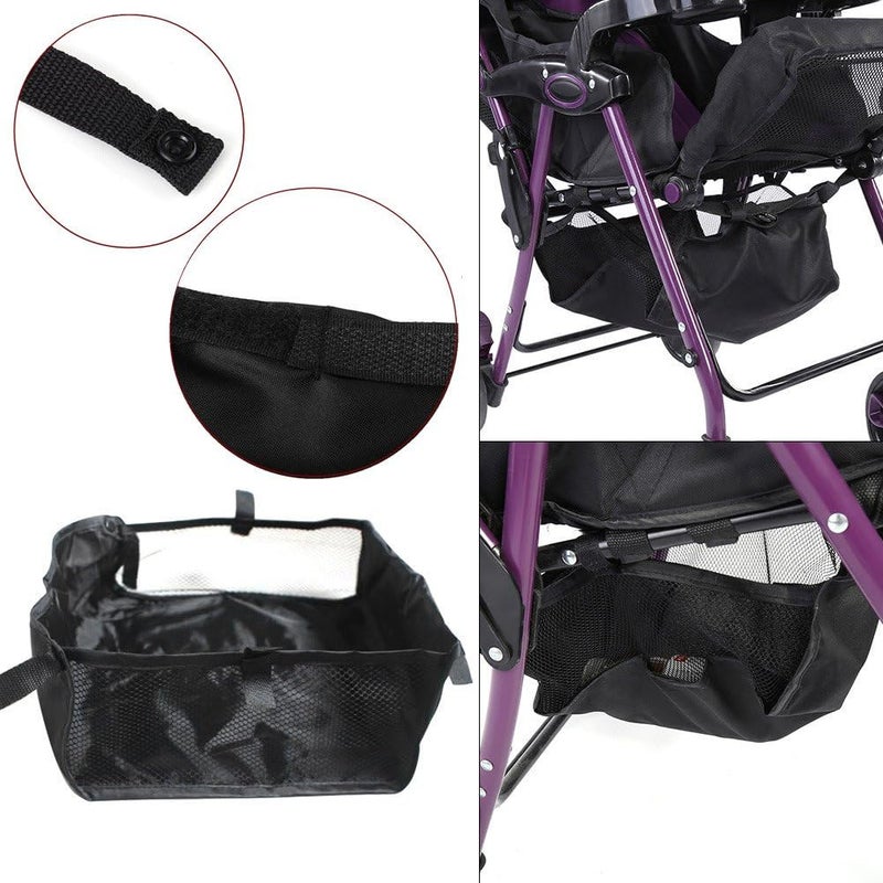 klarako Stroller Bottom Storage Bag, 2PCS Installable Baby Car Buggy Pushchair Basket Shopping Case Organizer with Magic Sticker and Buttons, A Stable Firm Place for Placing Kid's Supplies - Image 4