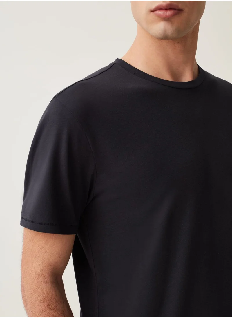 او في اس Stretch jersey T-shirt with round neck